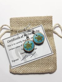 Turtle Hand Painted Wood Earrings