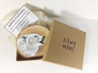 White wolf Painting on Wood
