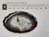Howling Wolf Painting on Agate,  wolf gift, wolf present
