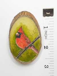 Northern Cardinal Bird Painting on Wood