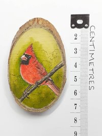 Northern Cardinal Bird Painting on Wood