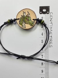 Dragon Hand Painted on Yew Wood Bracelet