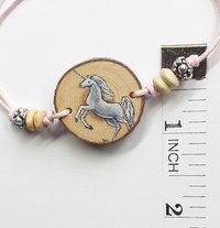 Unicorn Hand Painted on Yew Wood Bracelet