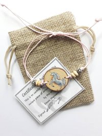 Unicorn Hand Painted on Yew Wood Bracelet