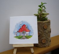Fairy Toadstool House miniature art print