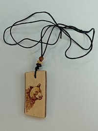 Black Bear Hand Drawn Yew Wood Pendant