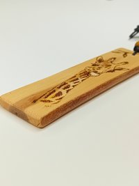 Giraffe Hand Drawn Yew Wood Pendant