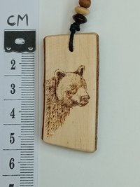 Black Bear Hand Drawn Yew Wood Pendant