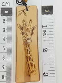 Giraffe Hand Drawn Yew Wood Pendant