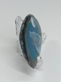 Howling Wolf Painting on Agate