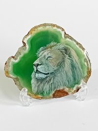 White Lion Painting on Agate