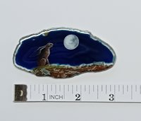 Moon Gazing Hare Painting on Agate