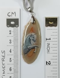 Unicorn Hand Painted Agate Pendant