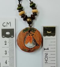 Robin Hand Painted Wood Pendant