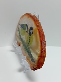 Great Tit Birds Agate Painting