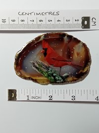 Northern Cardinal Painting on Agate