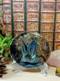 Long-eared Bat painting on agate