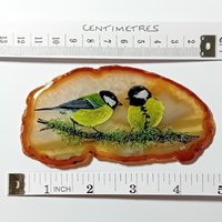 Great Tit Birds Agate Painting