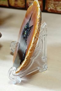 Black Cat Painting on Agate