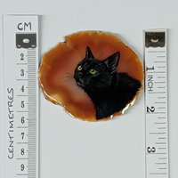 Black Cat Painting on Agate