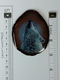 Howling Wolf Painting on Agate