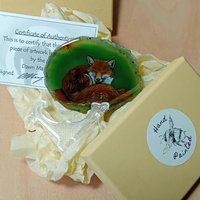 Fox Painting on Agate, fox present, fox gift