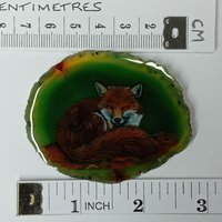 Fox Painting on Agate, fox present, fox gift