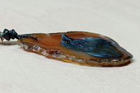 Raven Hand Painted Agate Pendant