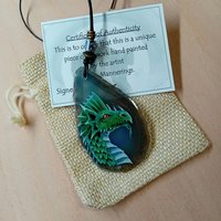 Dragon Hand Painted Agate Pendant