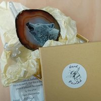 Howling Wolf Painting on Agate