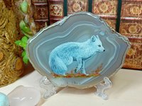 Arctic Fox Painting on Agate