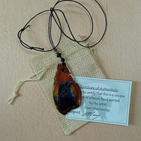 Raven Hand Painted Agate Pendant