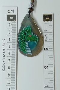 Dragon Hand Painted Agate Pendant