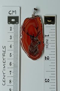 Red Deer Stag Agate Pendant