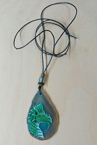 Dragon Hand Painted Agate Pendant