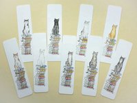 Cats on Books Bookmark, Tabby, Black, Black and White, Ginger and White, Ginger,  White, Tabby and White, Tuxedo