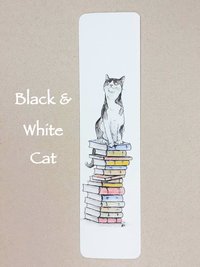Cats on Books Bookmark, Tabby, Black, Black and White, Ginger and White, Ginger,  White, Tabby and White, Tuxedo