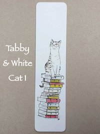Cats on Books Bookmark, Tabby, Black, Black and White, Ginger and White, Ginger,  White, Tabby and White, Tuxedo