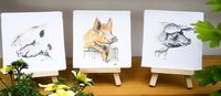 Pig miniature art print, Gloucester old spot, Tamworth, saddleback, rare breed pig prints