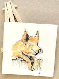 Pig miniature art print, Gloucester old spot, Tamworth, saddleback, rare breed pig prints