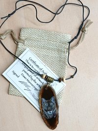 Puma Hand Painted Agate Pendant