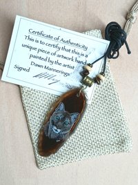 Puma Hand Painted Agate Pendant