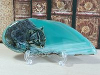 Rusty Spotted Cat Painting on Agate