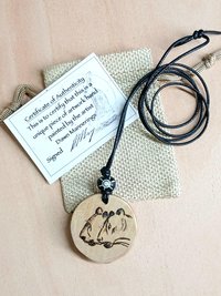 Hand Drawn Cave Lion Wood Pendant