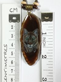 Puma Hand Painted Agate Pendant