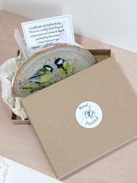 Great Tit Birds Painting on Agate Slice