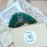 Jaguar Painting on Agate Slice