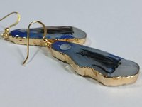 Black Cat Hand Painted Agate Earrings