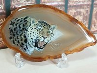 Amur Leopard Painting on Agate