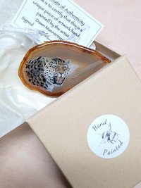Amur Leopard Painting on Agate